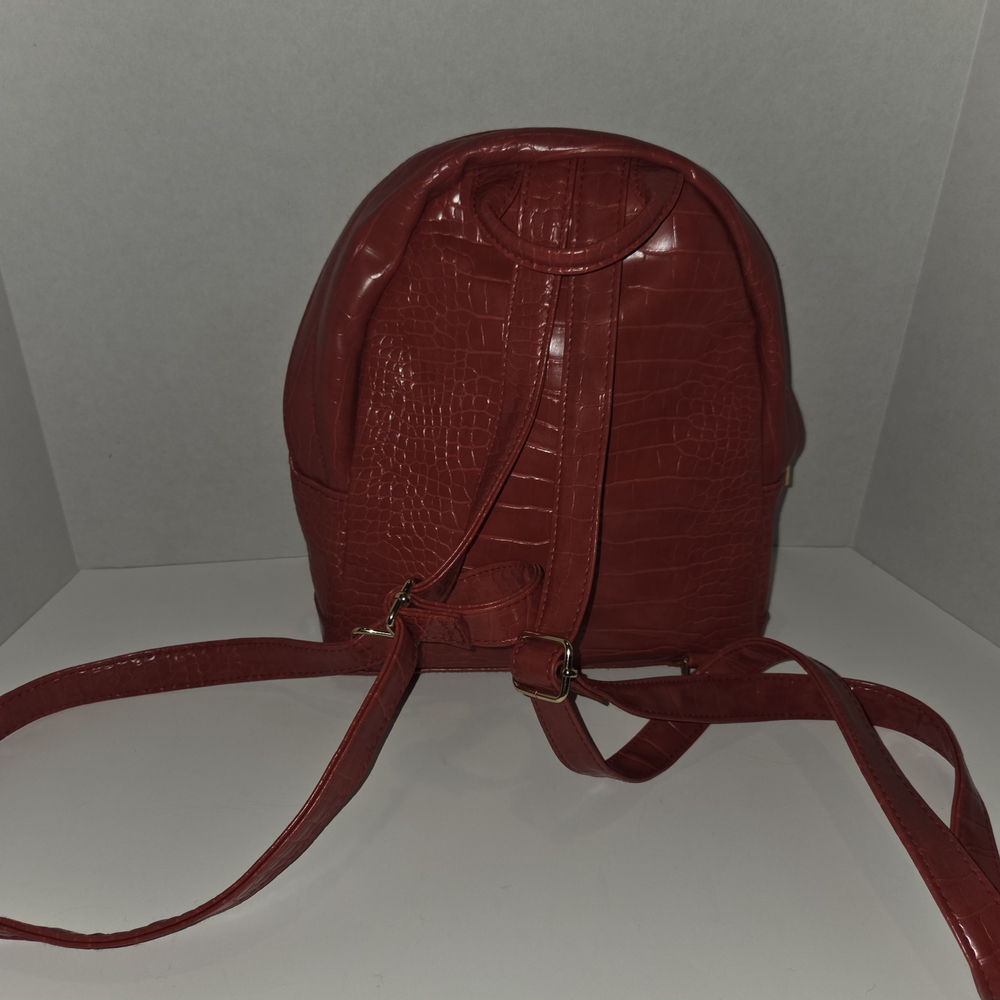 Bebe Red Croc-Embossed Backpack - image 4